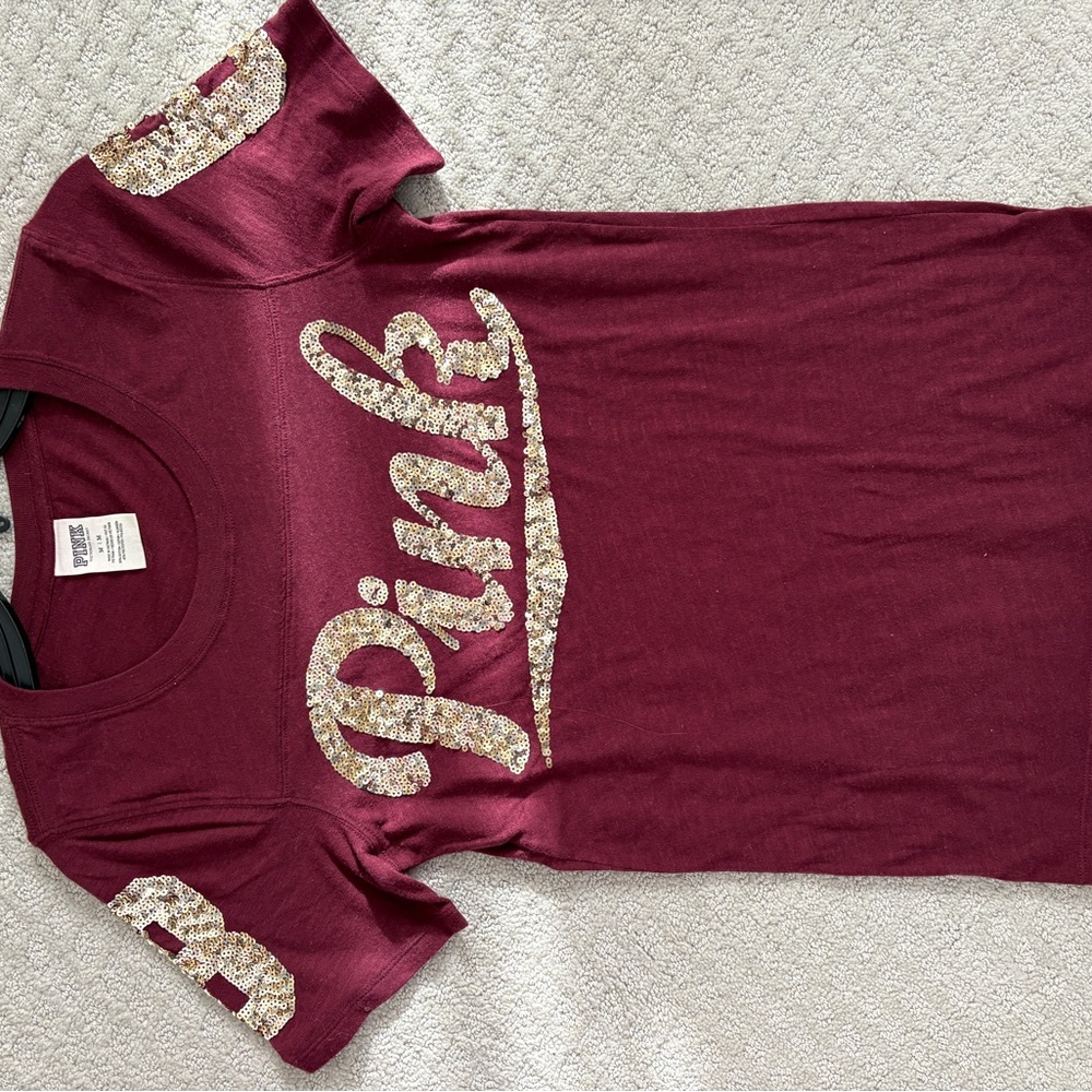 Pink by Victorias Secret Maroon Women’s T-Shirt